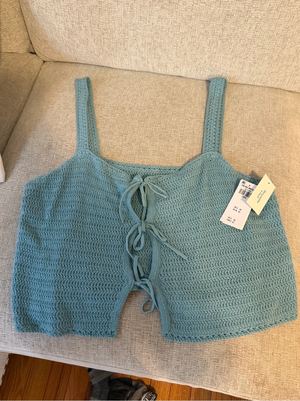 Abercrombie & Fitch Teal Crochet Lace-Up Bralette